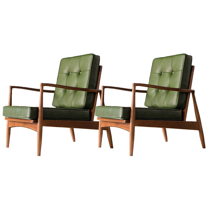Contemporary Genuine Leather Accent Armchair Tufted Genuine Leather Arm Chair Green PU（Polyurethane） 2 Piece Set Clearhalo 'Accent Chairs' 'accent_chairs' 'Chairs & Seating' 'furn' 'furn_accent_chairs' 'Furniture' 'Living Room Furniture' 6462067