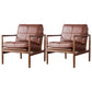 Contemporary Genuine Leather Accent Armchair Tufted Genuine Leather Arm Chair Brown PU（Polyurethane） 2 Piece Set Clearhalo 'Accent Chairs' 'accent_chairs' 'Chairs & Seating' 'furn' 'furn_accent_chairs' 'Furniture' 'Living Room Furniture' 6462070