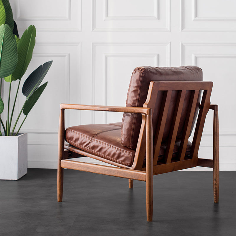 Contemporary Genuine Leather Accent Armchair Tufted Genuine Leather Arm Chair Clearhalo 'Accent Chairs' 'accent_chairs' 'Chairs & Seating' 'furn' 'furn_accent_chairs' 'Furniture' 'Living Room Furniture' 6462079