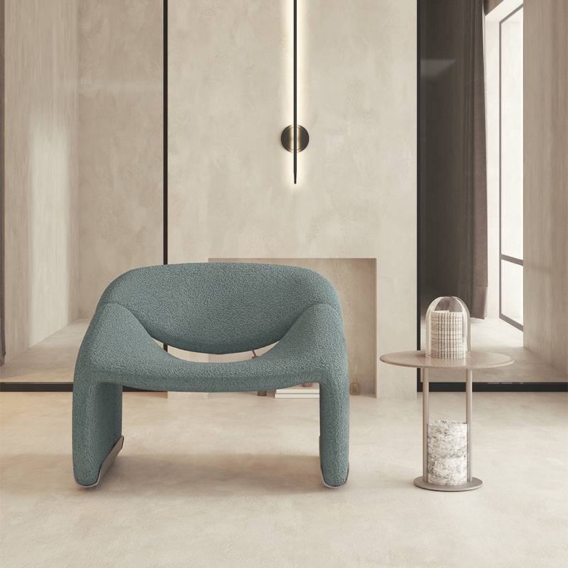 Contemporary Solid Color Side Chair Fixed Back Bedroom Side Chair Grey Wool Blend 1 Piece Clearhalo 'Accent Chairs' 'accent_chairs' 'Chairs & Seating' 'furn' 'furn_accent_chairs' 'Furniture' 'Living Room Furniture' 6462082