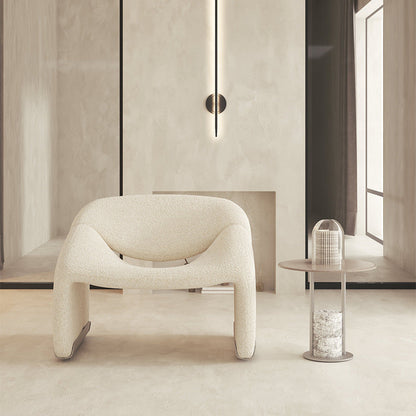 Contemporary Solid Color Side Chair Fixed Back Bedroom Side Chair White Wool Blend 1 Piece Clearhalo 'Accent Chairs' 'accent_chairs' 'Chairs & Seating' 'furn' 'furn_accent_chairs' 'Furniture' 'Living Room Furniture' 6462085