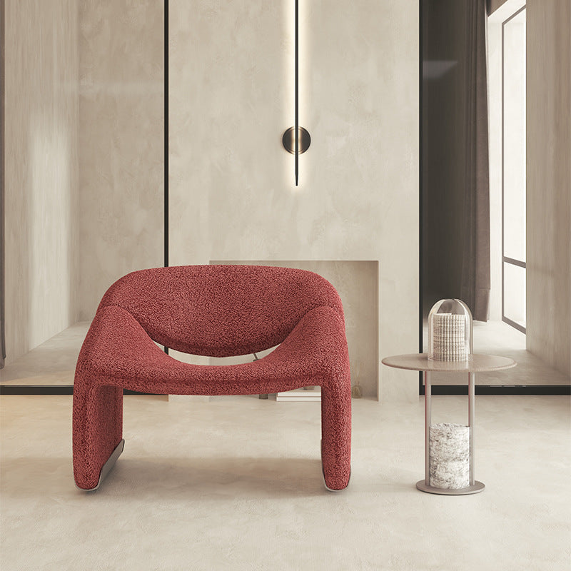 Contemporary Solid Color Side Chair Fixed Back Bedroom Side Chair Red Wool Blend 1 Piece Clearhalo 'Accent Chairs' 'accent_chairs' 'Chairs & Seating' 'furn' 'furn_accent_chairs' 'Furniture' 'Living Room Furniture' 6462089