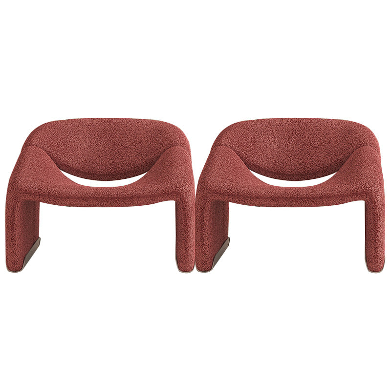Contemporary Solid Color Side Chair Fixed Back Bedroom Side Chair Red Wool Blend 2 Piece Set Clearhalo 'Accent Chairs' 'accent_chairs' 'Chairs & Seating' 'furn' 'furn_accent_chairs' 'Furniture' 'Living Room Furniture' 6462091