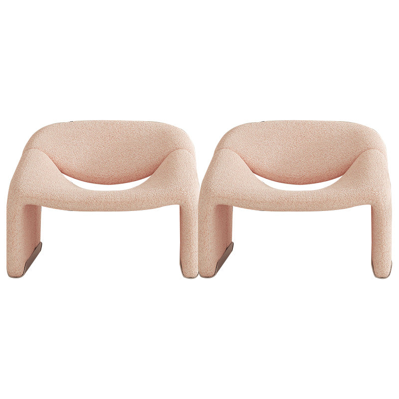 Contemporary Solid Color Side Chair Fixed Back Bedroom Side Chair Pink Wool Blend 2 Piece Set Clearhalo 'Accent Chairs' 'accent_chairs' 'Chairs & Seating' 'furn' 'furn_accent_chairs' 'Furniture' 'Living Room Furniture' 6462096