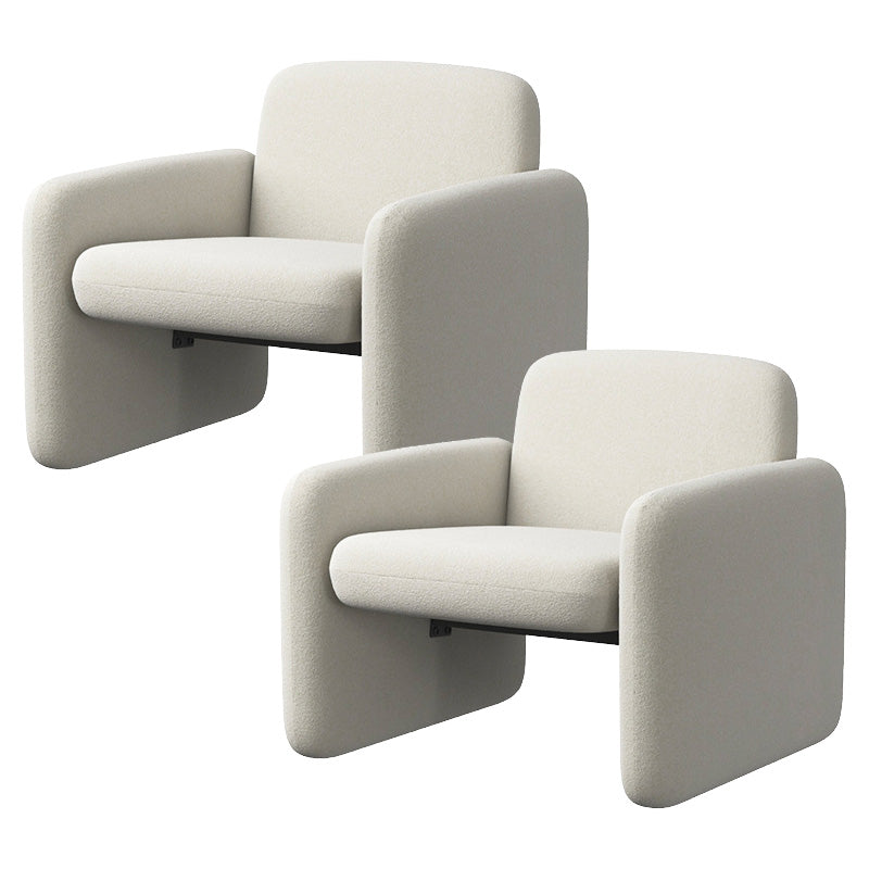 Contemporary Solid Color Accent Armchair Living Room Accent Chair White Wool Blend 2 Piece Set Clearhalo 'Accent Chairs' 'accent_chairs' 'Chairs & Seating' 'furn' 'furn_accent_chairs' 'Furniture' 'Living Room Furniture' 6462103