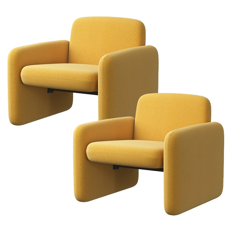 Contemporary Solid Color Accent Armchair Living Room Accent Chair Yellow Flannel 2 Piece Set Clearhalo 'Accent Chairs' 'accent_chairs' 'Chairs & Seating' 'furn' 'furn_accent_chairs' 'Furniture' 'Living Room Furniture' 6462107