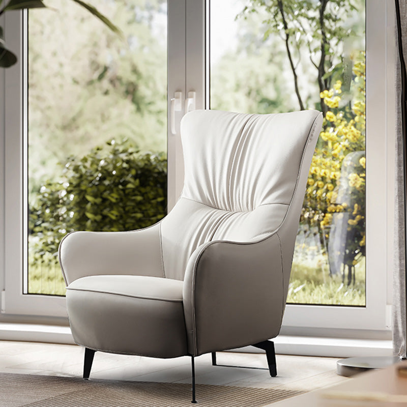 Contemporary Accent Armchair Faux Leather Barrel Accent Chair Grey Microfiber Leather 1 Piece Clearhalo 'Accent Chairs' 'accent_chairs' 'Chairs & Seating' 'furn' 'furn_accent_chairs' 'Furniture' 'Living Room Furniture' 6462118