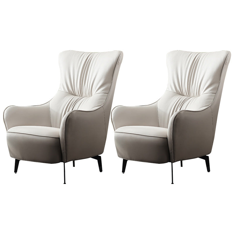 Contemporary Accent Armchair Faux Leather Barrel Accent Chair Grey Microfiber Leather 2 Piece Set Clearhalo 'Accent Chairs' 'accent_chairs' 'Chairs & Seating' 'furn' 'furn_accent_chairs' 'Furniture' 'Living Room Furniture' 6462119