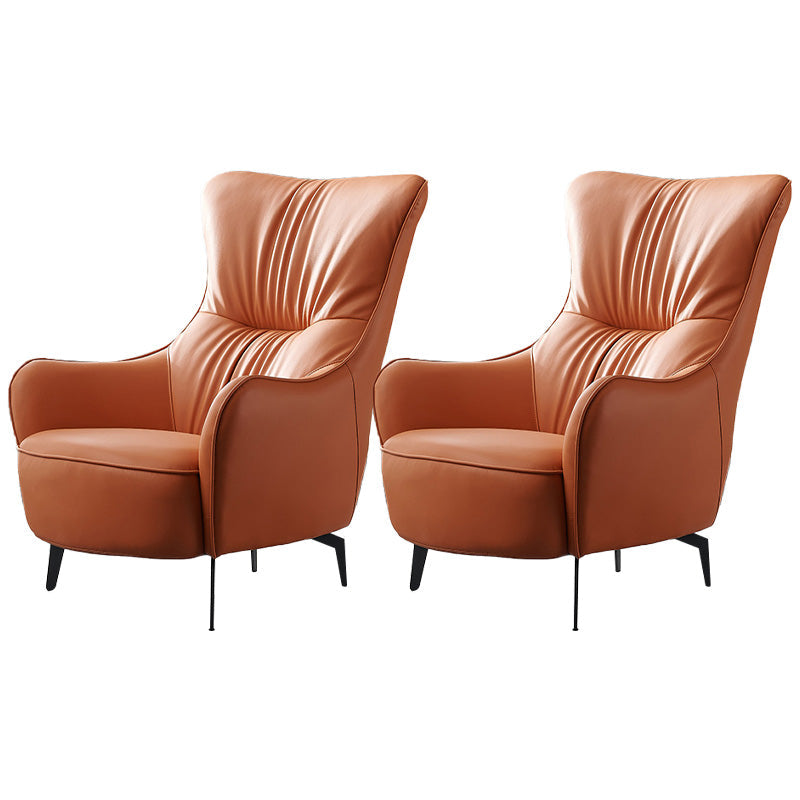 Contemporary Accent Armchair Faux Leather Barrel Accent Chair Orange Microfiber Leather 2 Piece Set Clearhalo 'Accent Chairs' 'accent_chairs' 'Chairs & Seating' 'furn' 'furn_accent_chairs' 'Furniture' 'Living Room Furniture' 6462126