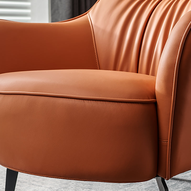 Contemporary Accent Armchair Faux Leather Barrel Accent Chair Clearhalo 'Accent Chairs' 'accent_chairs' 'Chairs & Seating' 'furn' 'furn_accent_chairs' 'Furniture' 'Living Room Furniture' 6462131