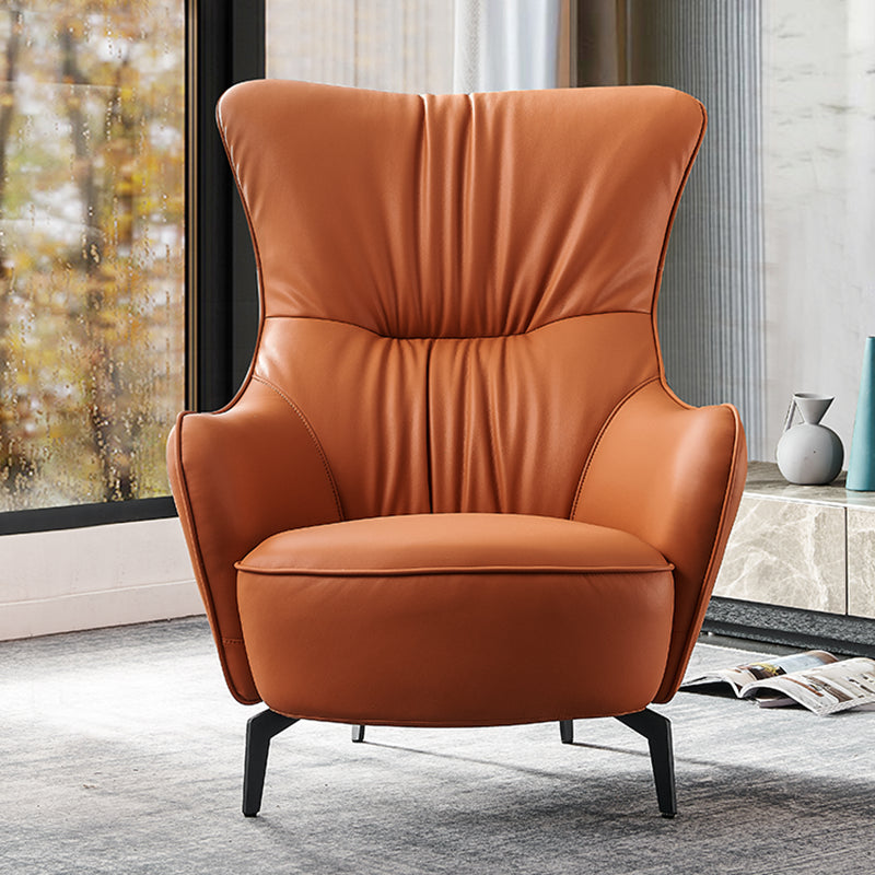 Contemporary Accent Armchair Faux Leather Barrel Accent Chair Clearhalo 'Accent Chairs' 'accent_chairs' 'Chairs & Seating' 'furn' 'furn_accent_chairs' 'Furniture' 'Living Room Furniture' 6462134