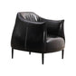 Contemporary Faux Leather Accent Chair Fixed Back Barrel Accent Chair Black Faux Leather 1 Piece Clearhalo 'Accent Chairs' 'accent_chairs' 'Chairs & Seating' 'furn' 'furn_accent_chairs' 'Furniture' 'Living Room Furniture' 6462138