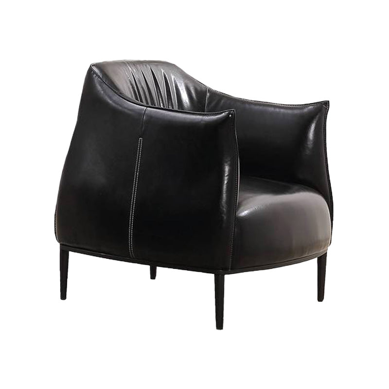 Contemporary Faux Leather Accent Chair Fixed Back Barrel Accent Chair Black Faux Leather 1 Piece Clearhalo 'Accent Chairs' 'accent_chairs' 'Chairs & Seating' 'furn' 'furn_accent_chairs' 'Furniture' 'Living Room Furniture' 6462138