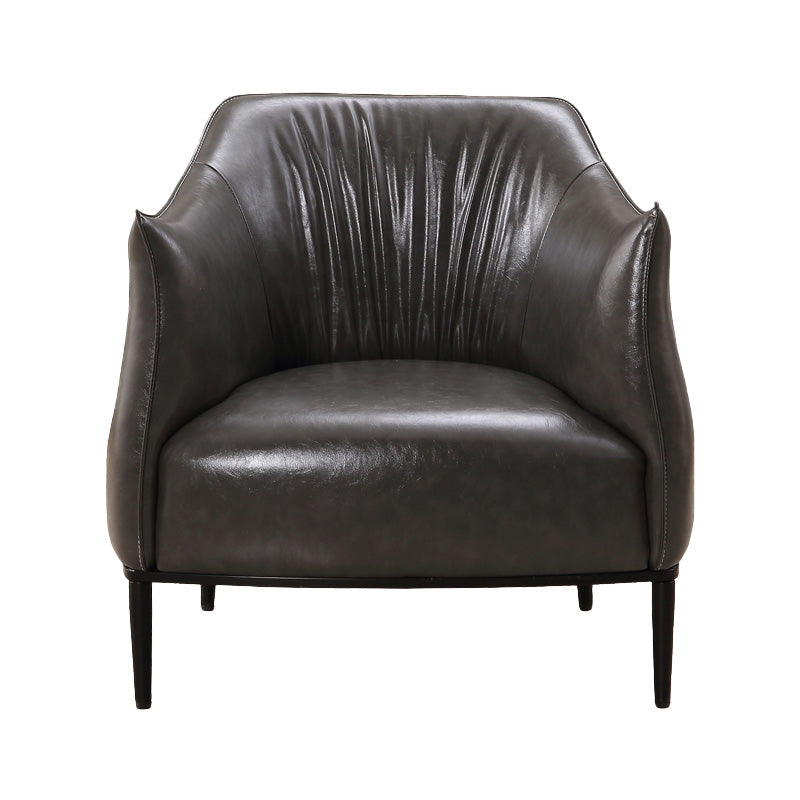 Contemporary Faux Leather Accent Chair Fixed Back Barrel Accent Chair Grey Faux Leather 1 Piece Clearhalo 'Accent Chairs' 'accent_chairs' 'Chairs & Seating' 'furn' 'furn_accent_chairs' 'Furniture' 'Living Room Furniture' 6462141