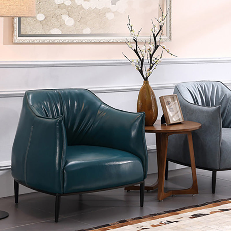 Contemporary Faux Leather Accent Chair Fixed Back Barrel Accent Chair Clearhalo 'Accent Chairs' 'accent_chairs' 'Chairs & Seating' 'furn' 'furn_accent_chairs' 'Furniture' 'Living Room Furniture' 6462142