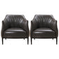 Contemporary Faux Leather Accent Chair Fixed Back Barrel Accent Chair Grey Faux Leather 2 Piece Set Clearhalo 'Accent Chairs' 'accent_chairs' 'Chairs & Seating' 'furn' 'furn_accent_chairs' 'Furniture' 'Living Room Furniture' 6462144