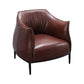 Contemporary Faux Leather Accent Chair Fixed Back Barrel Accent Chair Brown Faux Leather 1 Piece Clearhalo 'Accent Chairs' 'accent_chairs' 'Chairs & Seating' 'furn' 'furn_accent_chairs' 'Furniture' 'Living Room Furniture' 6462149