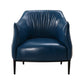 Contemporary Faux Leather Accent Chair Fixed Back Barrel Accent Chair Blue Faux Leather 1 Piece Clearhalo 'Accent Chairs' 'accent_chairs' 'Chairs & Seating' 'furn' 'furn_accent_chairs' 'Furniture' 'Living Room Furniture' 6462153