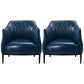 Contemporary Faux Leather Accent Chair Fixed Back Barrel Accent Chair Blue Faux Leather 2 Piece Set Clearhalo 'Accent Chairs' 'accent_chairs' 'Chairs & Seating' 'furn' 'furn_accent_chairs' 'Furniture' 'Living Room Furniture' 6462155