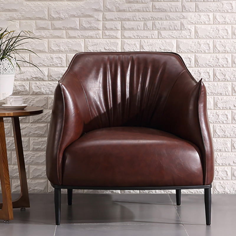 Contemporary Faux Leather Accent Chair Fixed Back Barrel Accent Chair Clearhalo 'Accent Chairs' 'accent_chairs' 'Chairs & Seating' 'furn' 'furn_accent_chairs' 'Furniture' 'Living Room Furniture' 6462156