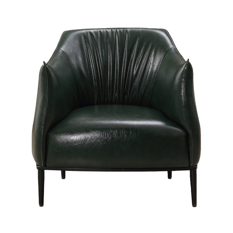 Contemporary Faux Leather Accent Chair Fixed Back Barrel Accent Chair Green Faux Leather 1 Piece Clearhalo 'Accent Chairs' 'accent_chairs' 'Chairs & Seating' 'furn' 'furn_accent_chairs' 'Furniture' 'Living Room Furniture' 6462158