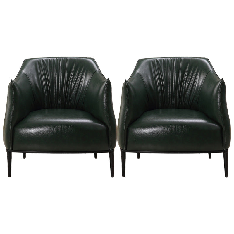 Contemporary Faux Leather Accent Chair Fixed Back Barrel Accent Chair Green Faux Leather 2 Piece Set Clearhalo 'Accent Chairs' 'accent_chairs' 'Chairs & Seating' 'furn' 'furn_accent_chairs' 'Furniture' 'Living Room Furniture' 6462159