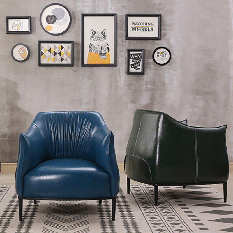 Contemporary Faux Leather Accent Chair Fixed Back Barrel Accent Chair Clearhalo 'Accent Chairs' 'accent_chairs' 'Chairs & Seating' 'furn' 'furn_accent_chairs' 'Furniture' 'Living Room Furniture' 6462160