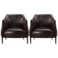 Contemporary Faux Leather Accent Chair Fixed Back Barrel Accent Chair Dark Coffee Faux Leather 2 Piece Set Clearhalo 'Accent Chairs' 'accent_chairs' 'Chairs & Seating' 'furn' 'furn_accent_chairs' 'Furniture' 'Living Room Furniture' 6462163
