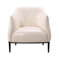 Contemporary Faux Leather Accent Chair Fixed Back Barrel Accent Chair Off-White Faux Leather 1 Piece Clearhalo 'Accent Chairs' 'accent_chairs' 'Chairs & Seating' 'furn' 'furn_accent_chairs' 'Furniture' 'Living Room Furniture' 6462165