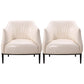 Contemporary Faux Leather Accent Chair Fixed Back Barrel Accent Chair Off-White Faux Leather 2 Piece Set Clearhalo 'Accent Chairs' 'accent_chairs' 'Chairs & Seating' 'furn' 'furn_accent_chairs' 'Furniture' 'Living Room Furniture' 6462167