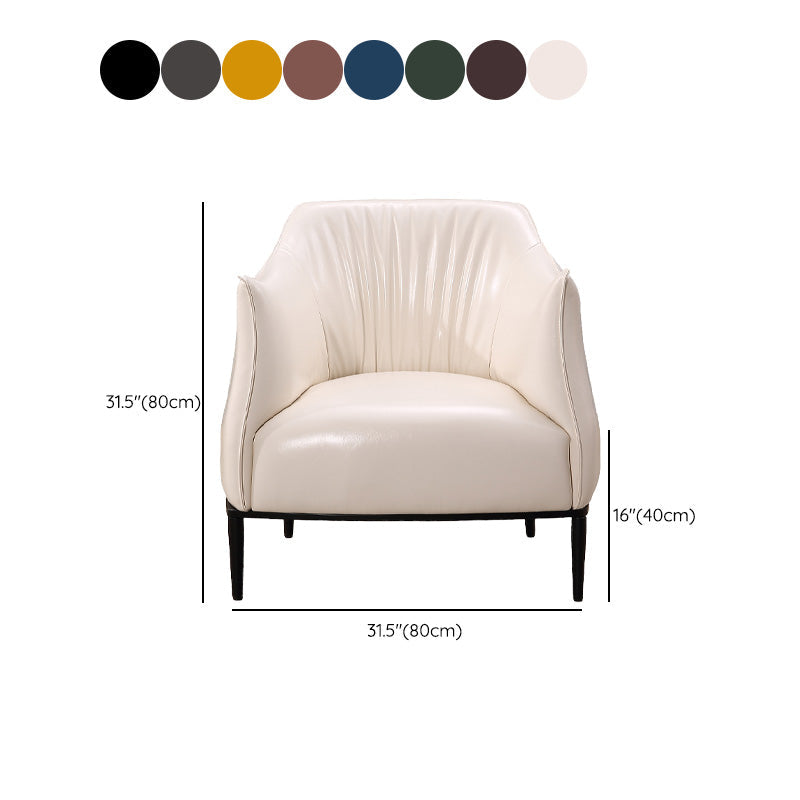 Contemporary Faux Leather Accent Chair Fixed Back Barrel Accent Chair Clearhalo 'Accent Chairs' 'accent_chairs' 'Chairs & Seating' 'furn' 'furn_accent_chairs' 'Furniture' 'Living Room Furniture' 6462168