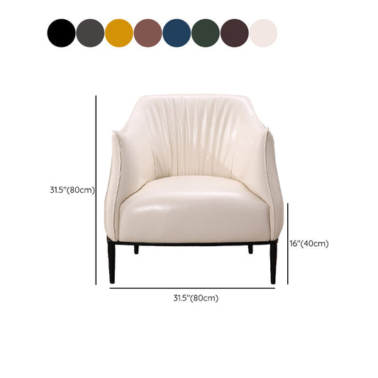 Contemporary Faux Leather Accent Chair Fixed Back Barrel Accent Chair Clearhalo 'Accent Chairs' 'accent_chairs' 'Chairs & Seating' 'furn' 'furn_accent_chairs' 'Furniture' 'Living Room Furniture' 6462168