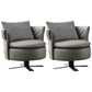 Modern Accent Armchair Contemporary Swivel Barrel Accent Chair Grey Microfiber Leather 2 Piece Set Clearhalo 'Accent Chairs' 'accent_chairs' 'Chairs & Seating' 'furn' 'furn_accent_chairs' 'Furniture' 'Living Room Furniture' 6462170