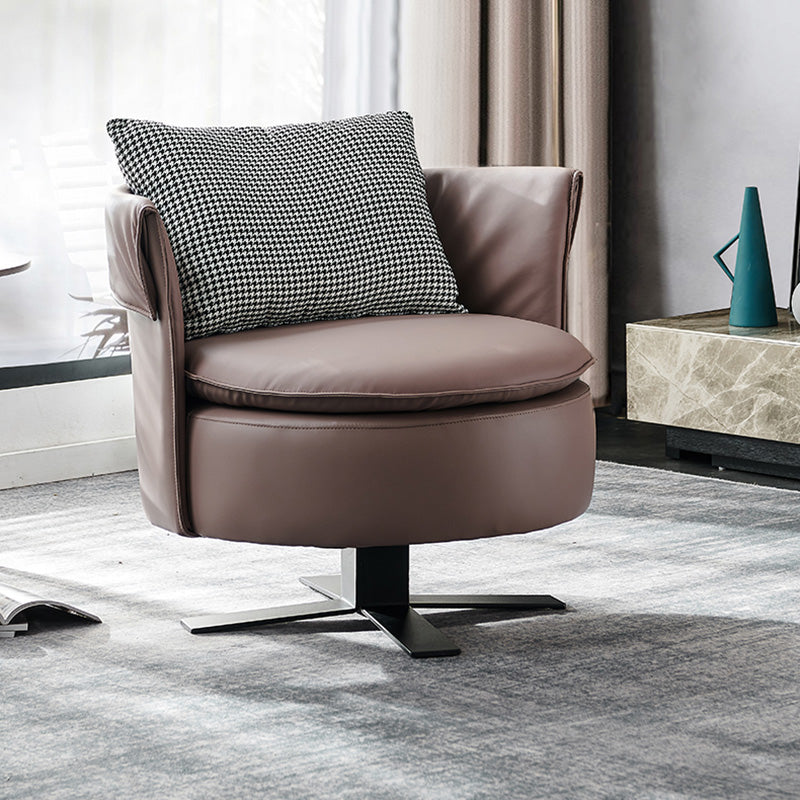 Modern Accent Armchair Contemporary Swivel Barrel Accent Chair Light Pink Microfiber Leather 1 Piece Clearhalo 'Accent Chairs' 'accent_chairs' 'Chairs & Seating' 'furn' 'furn_accent_chairs' 'Furniture' 'Living Room Furniture' 6462171