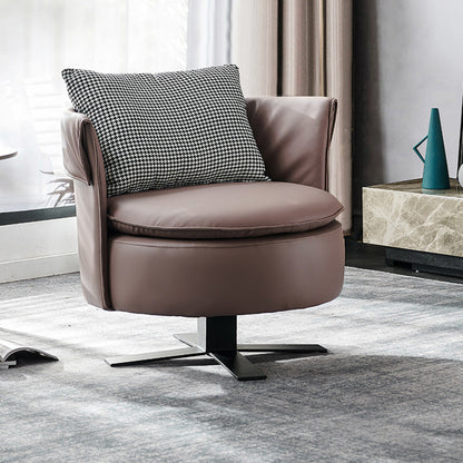 Modern Accent Armchair Contemporary Swivel Barrel Accent Chair Light Pink Microfiber Leather 1 Piece Clearhalo 'Accent Chairs' 'accent_chairs' 'Chairs & Seating' 'furn' 'furn_accent_chairs' 'Furniture' 'Living Room Furniture' 6462171