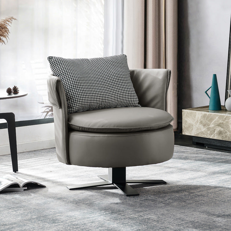 Modern Accent Armchair Contemporary Swivel Barrel Accent Chair Grey Microfiber Leather 1 Piece Clearhalo 'Accent Chairs' 'accent_chairs' 'Chairs & Seating' 'furn' 'furn_accent_chairs' 'Furniture' 'Living Room Furniture' 6462172