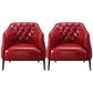 Modern Accent Armchair Contemporary Tufted Cushions Barrel Chair Red Faux Leather 2 Piece Set Clearhalo 'Accent Chairs' 'accent_chairs' 'Chairs & Seating' 'furn' 'furn_accent_chairs' 'Furniture' 'Living Room Furniture' 6462185