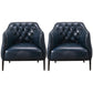 Modern Accent Armchair Contemporary Tufted Cushions Barrel Chair Blue Faux Leather 2 Piece Set Clearhalo 'Accent Chairs' 'accent_chairs' 'Chairs & Seating' 'furn' 'furn_accent_chairs' 'Furniture' 'Living Room Furniture' 6462186