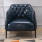 Modern Accent Armchair Contemporary Tufted Cushions Barrel Chair Blue Faux Leather 1 Piece Clearhalo 'Accent Chairs' 'accent_chairs' 'Chairs & Seating' 'furn' 'furn_accent_chairs' 'Furniture' 'Living Room Furniture' 6462188