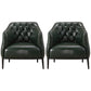Modern Accent Armchair Contemporary Tufted Cushions Barrel Chair Green Faux Leather 2 Piece Set Clearhalo 'Accent Chairs' 'accent_chairs' 'Chairs & Seating' 'furn' 'furn_accent_chairs' 'Furniture' 'Living Room Furniture' 6462189
