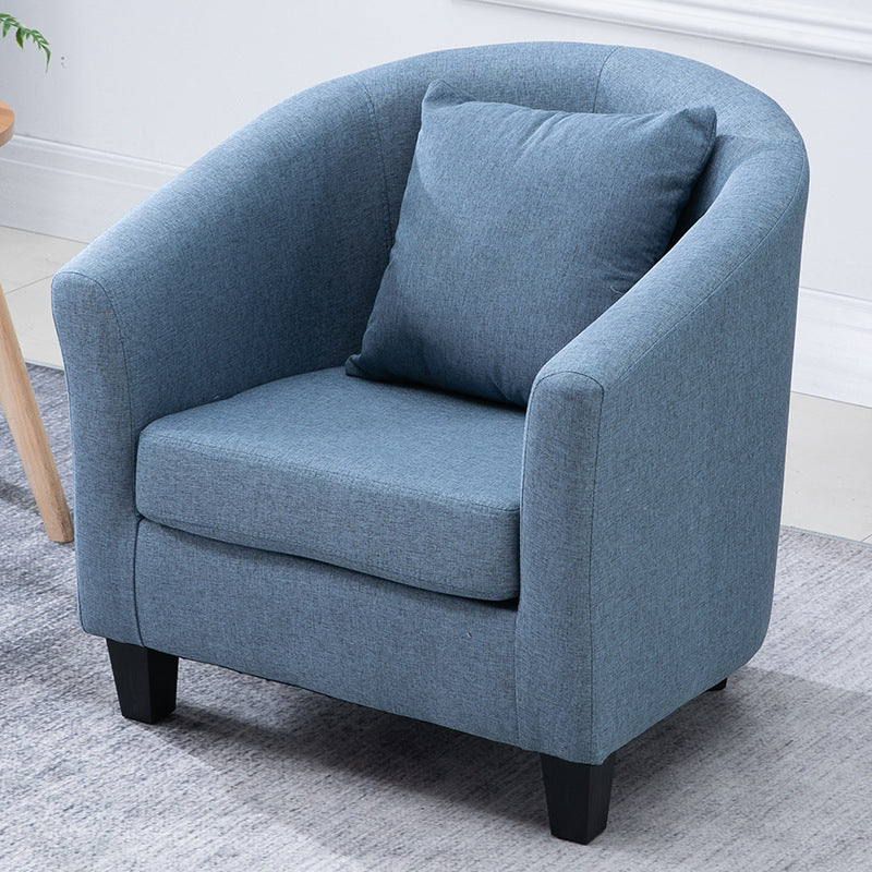 Contemporary Basic Four Legs Armchair Arms Included Barrel Accent Chair Pewter Linen Blend 1 Piece Clearhalo 'Accent Chairs' 'accent_chairs' 'Chairs & Seating' 'furn' 'furn_accent_chairs' 'Furniture' 'Living Room Furniture' 6462202