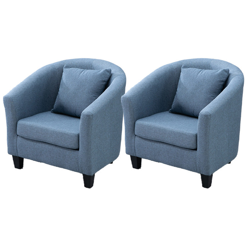 Contemporary Basic Four Legs Armchair Arms Included Barrel Accent Chair Pewter Linen Blend 2 Piece Set Clearhalo 'Accent Chairs' 'accent_chairs' 'Chairs & Seating' 'furn' 'furn_accent_chairs' 'Furniture' 'Living Room Furniture' 6462205