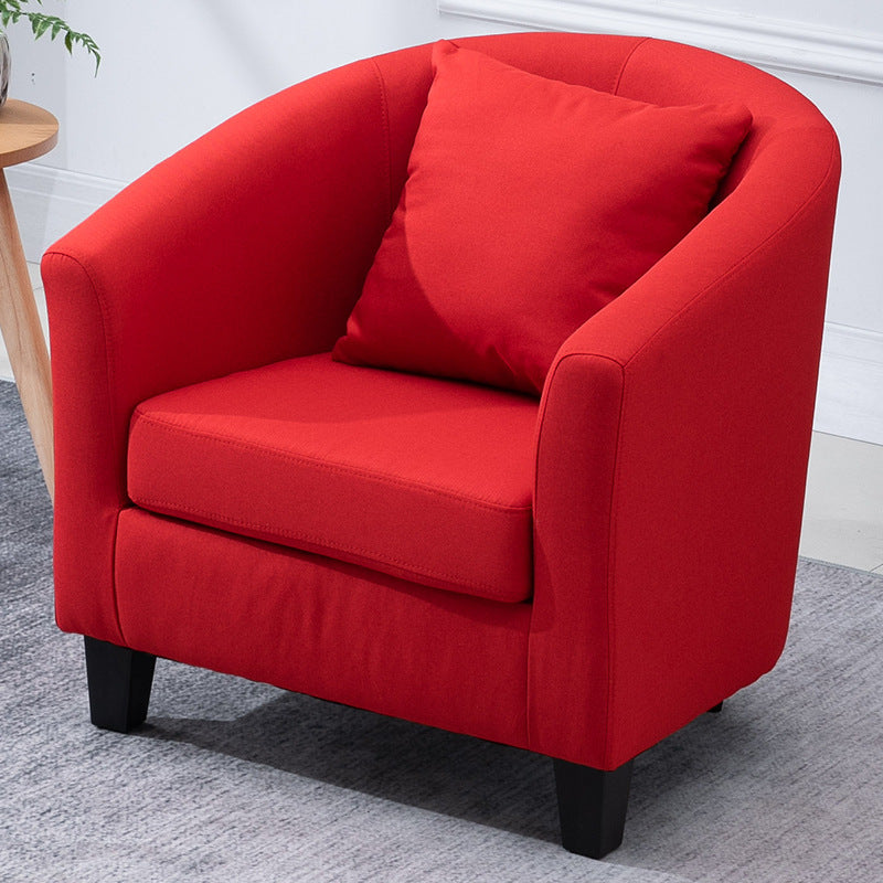 Contemporary Basic Four Legs Armchair Arms Included Barrel Accent Chair Red Linen Blend 1 Piece Clearhalo 'Accent Chairs' 'accent_chairs' 'Chairs & Seating' 'furn' 'furn_accent_chairs' 'Furniture' 'Living Room Furniture' 6462206