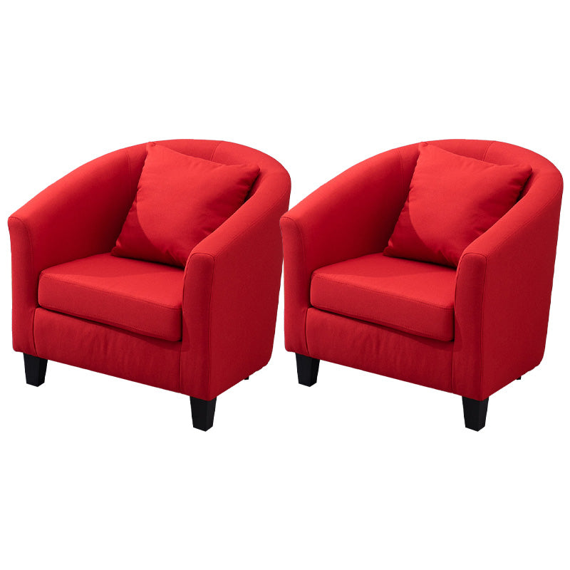 Contemporary Basic Four Legs Armchair Arms Included Barrel Accent Chair Red Linen Blend 2 Piece Set Clearhalo 'Accent Chairs' 'accent_chairs' 'Chairs & Seating' 'furn' 'furn_accent_chairs' 'Furniture' 'Living Room Furniture' 6462208