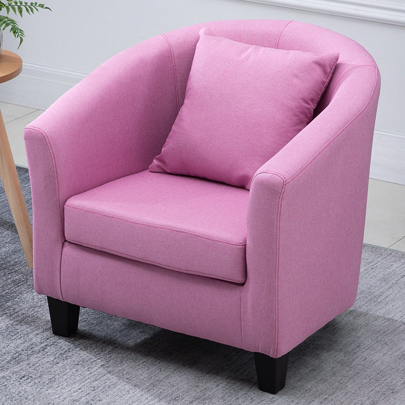 Contemporary Basic Four Legs Armchair Arms Included Barrel Accent Chair Pink Linen Blend 1 Piece Clearhalo 'Accent Chairs' 'accent_chairs' 'Chairs & Seating' 'furn' 'furn_accent_chairs' 'Furniture' 'Living Room Furniture' 6462211
