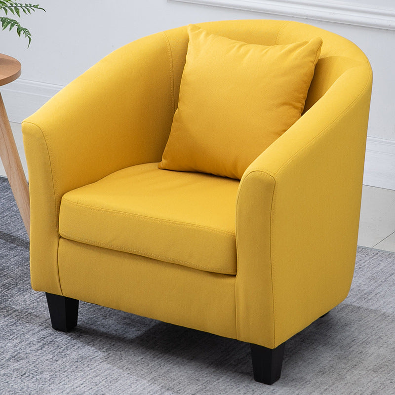 Contemporary Basic Four Legs Armchair Arms Included Barrel Accent Chair Yellow Linen Blend 1 Piece Clearhalo 'Accent Chairs' 'accent_chairs' 'Chairs & Seating' 'furn' 'furn_accent_chairs' 'Furniture' 'Living Room Furniture' 6462215