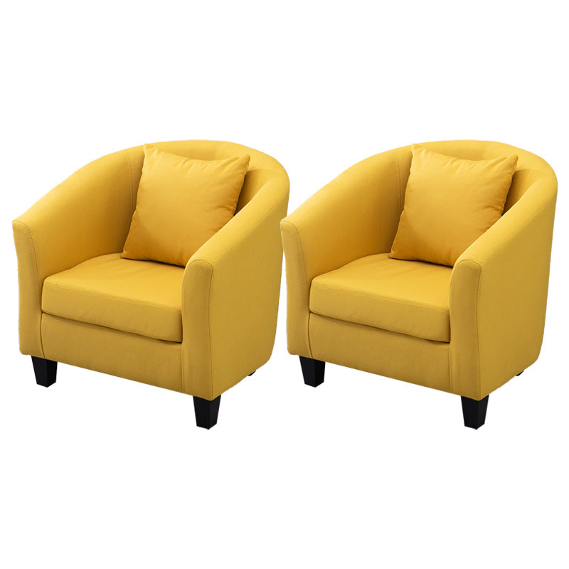 Contemporary Basic Four Legs Armchair Arms Included Barrel Accent Chair Yellow Linen Blend 2 Piece Set Clearhalo 'Accent Chairs' 'accent_chairs' 'Chairs & Seating' 'furn' 'furn_accent_chairs' 'Furniture' 'Living Room Furniture' 6462217