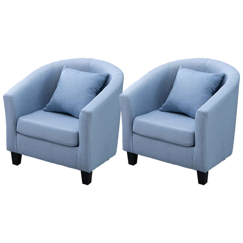 Contemporary Basic Four Legs Armchair Arms Included Barrel Accent Chair Light Blue Linen Blend 2 Piece Set Clearhalo 'Accent Chairs' 'accent_chairs' 'Chairs & Seating' 'furn' 'furn_accent_chairs' 'Furniture' 'Living Room Furniture' 6462219