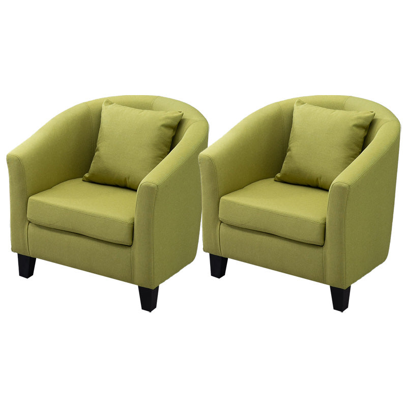 Contemporary Basic Four Legs Armchair Arms Included Barrel Accent Chair Green Linen Blend 2 Piece Set Clearhalo 'Accent Chairs' 'accent_chairs' 'Chairs & Seating' 'furn' 'furn_accent_chairs' 'Furniture' 'Living Room Furniture' 6462223