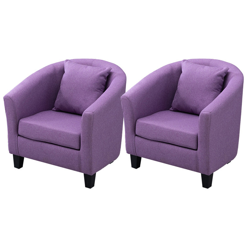 Contemporary Basic Four Legs Armchair Arms Included Barrel Accent Chair Purple Linen Blend 2 Piece Set Clearhalo 'Accent Chairs' 'accent_chairs' 'Chairs & Seating' 'furn' 'furn_accent_chairs' 'Furniture' 'Living Room Furniture' 6462225